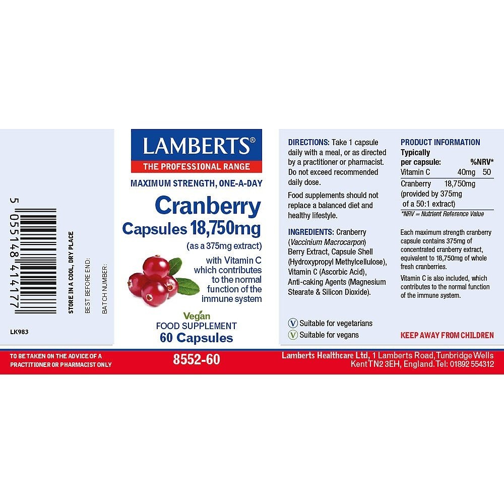 LAMBERTS - Cranberry Capsules 18,750mg - 60caps