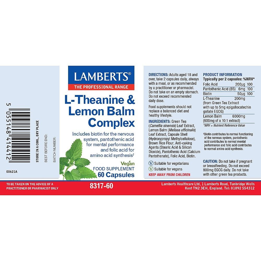 LAMBERTS - L-Theanine & Lemon Balm Complex - 60caps