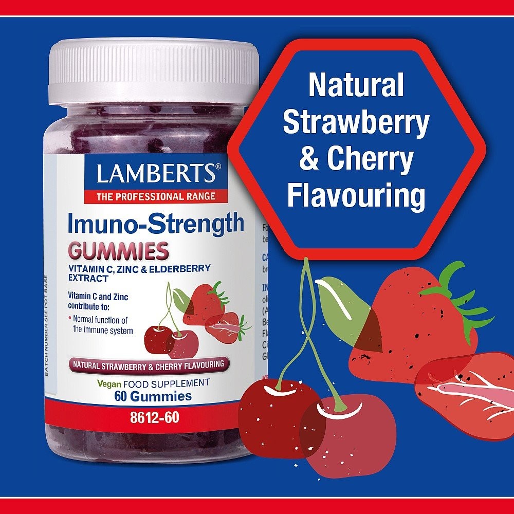 LAMBERTS - Immuno-Strength Gummies με γεύση κεράσι και φράουλα - 60gummies