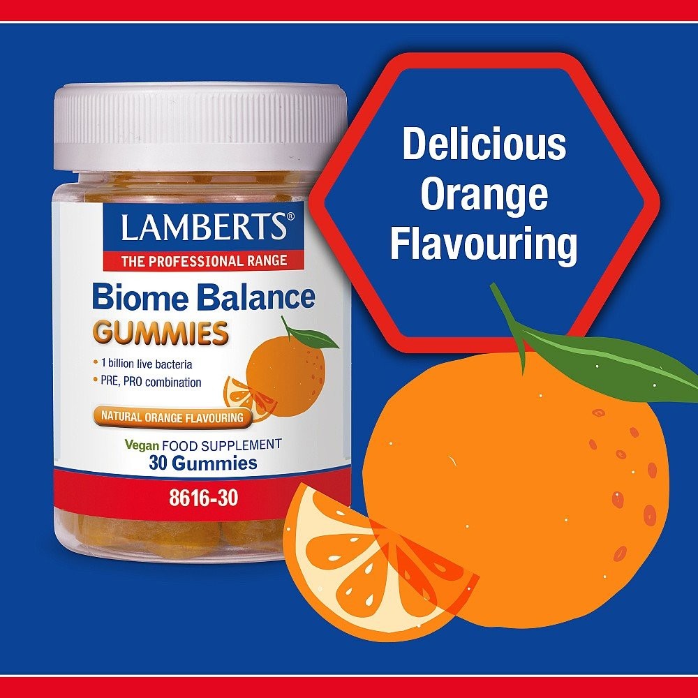 LAMBERTS - Biome Balance Gummies με γεύση πορτοκάλι - 30gummies