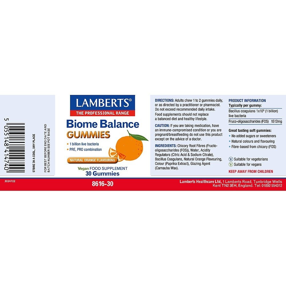 LAMBERTS - Biome Balance Gummies με γεύση πορτοκάλι - 30gummies