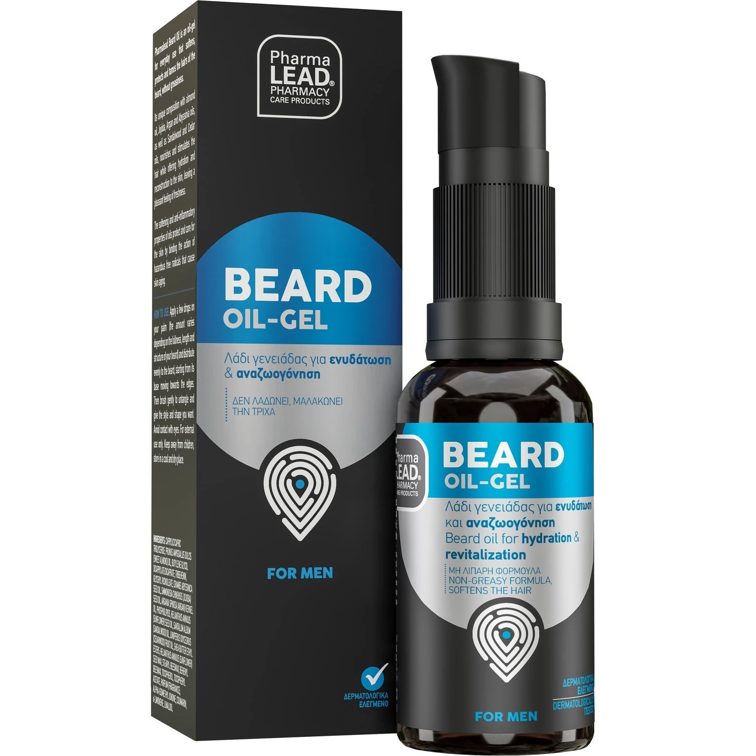 PHARMALEAD - MEN'S CARE KIT Αφρόλουτρο 3in1 - 100ml, Αποσμητικό roll-on - 50ml & Gel περιποίησης γενειάδας - 30ml