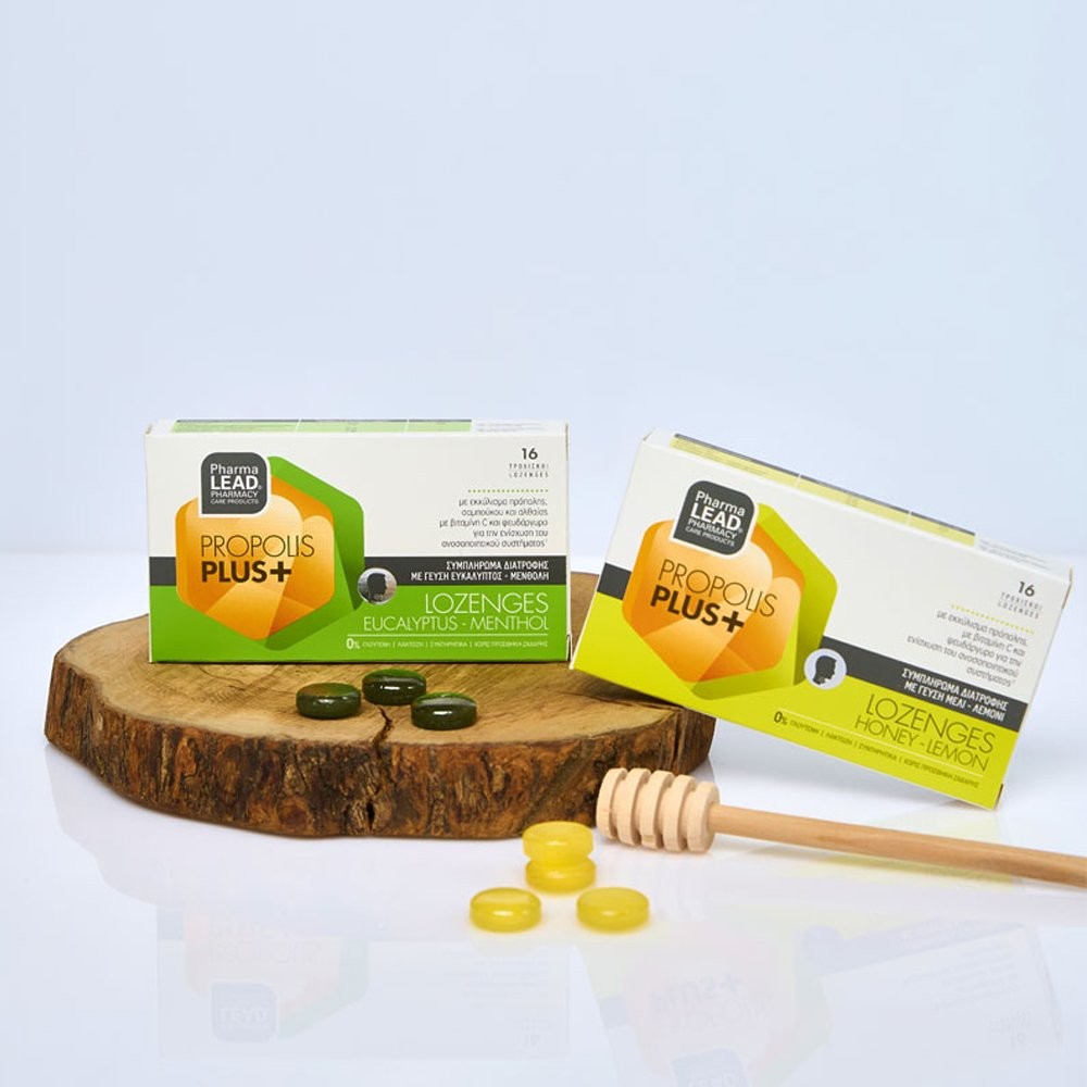 PHARMALEAD - PROPOLIS PLUS+ Honey-Lemon Συμπλήρωμα διατροφής με βιταμίνη C, ψευδάργυρο και εκχύλισμα πρόπολης - 16lozenges