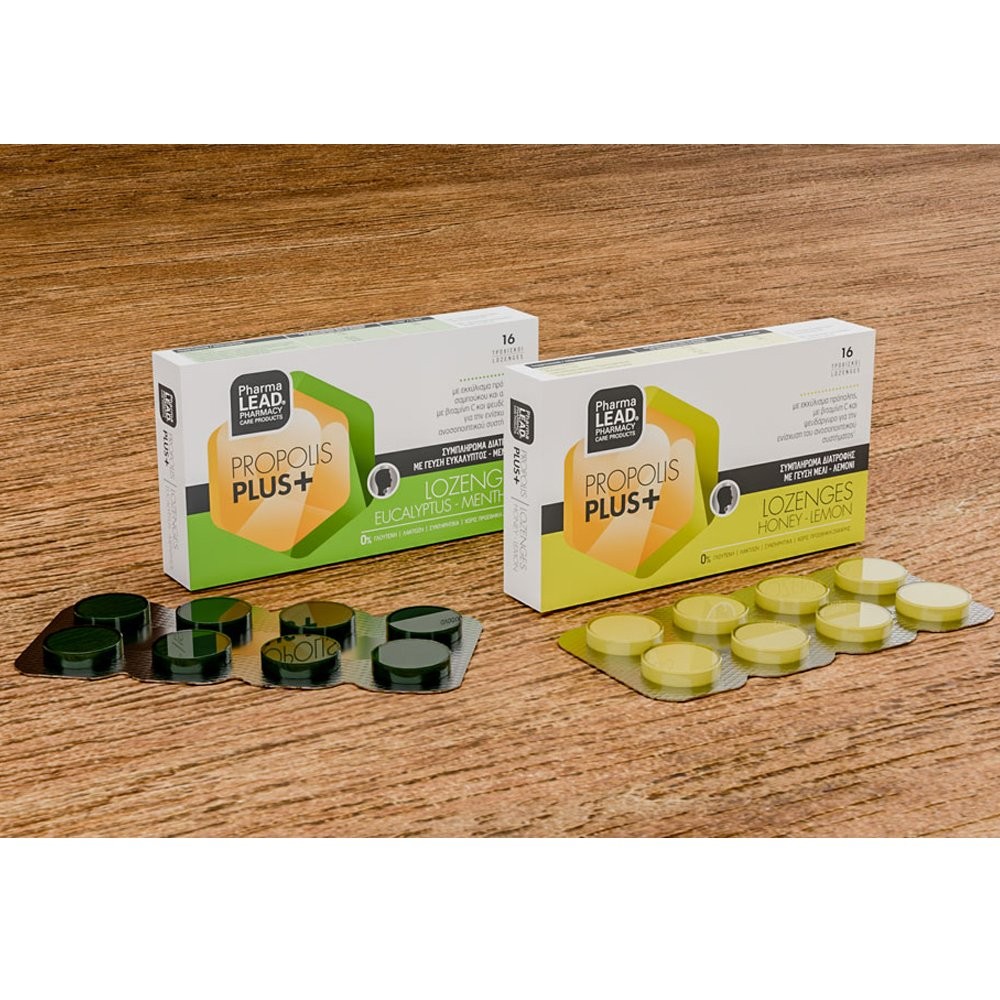 PHARMALEAD - PROPOLIS PLUS+ Honey-Lemon Συμπλήρωμα διατροφής με βιταμίνη C, ψευδάργυρο και εκχύλισμα πρόπολης - 16lozenges