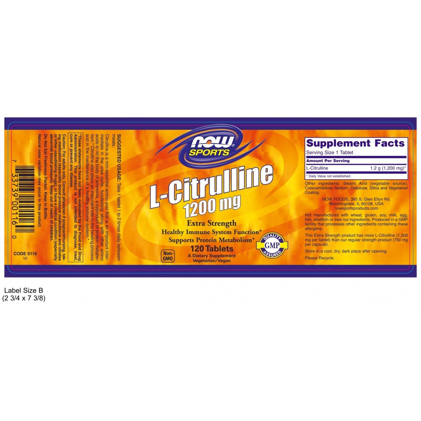 NOW - SPORTS L-Citrulline 1200mg - 120tabs