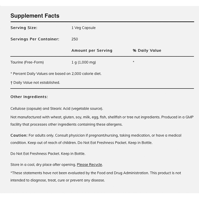 NOW - Taurine Double Strength 1000mg - 100caps