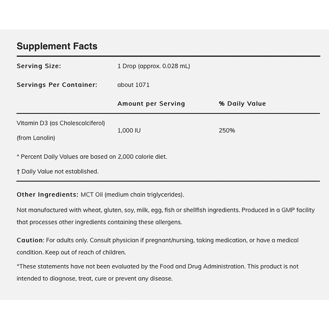 NOW - Liquid Vitamin D3 1000IU - 30ml