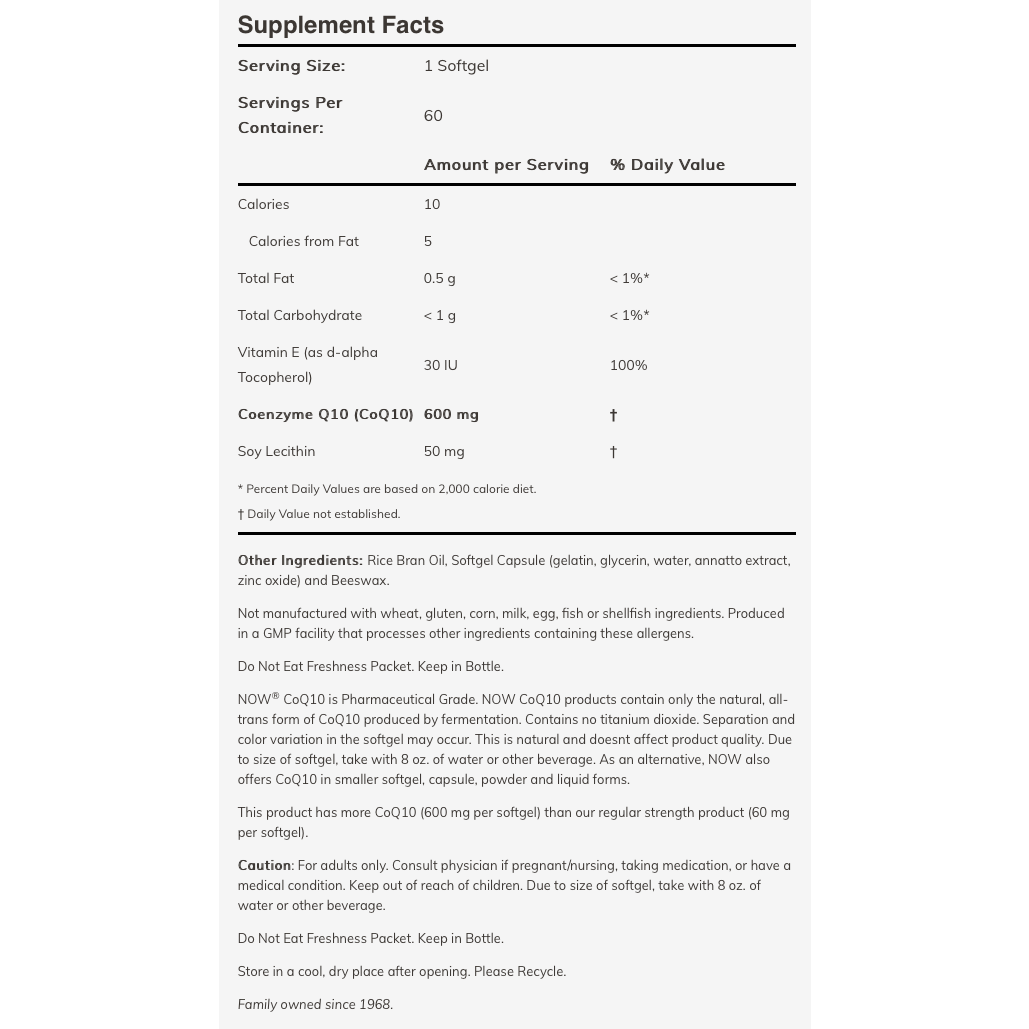 NOW - COQ10 600mg - 60softgels