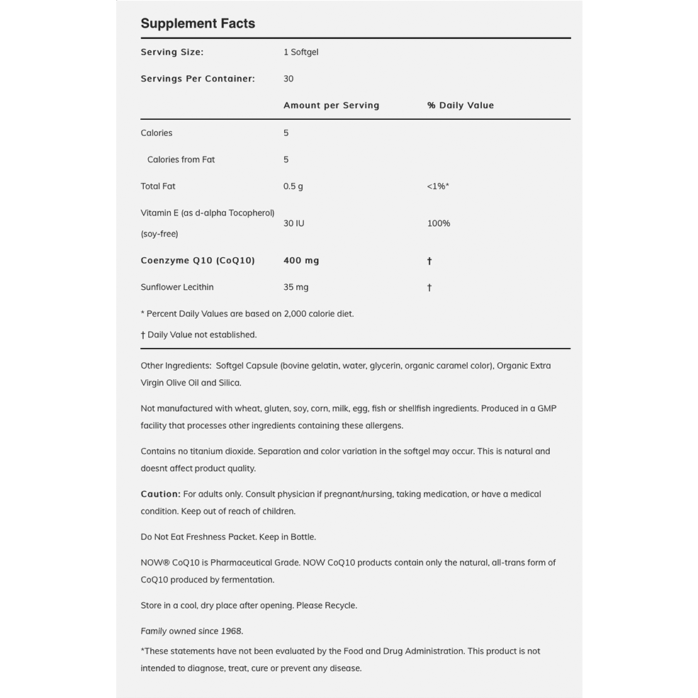 NOW - COQ10 400mg - 30softgels