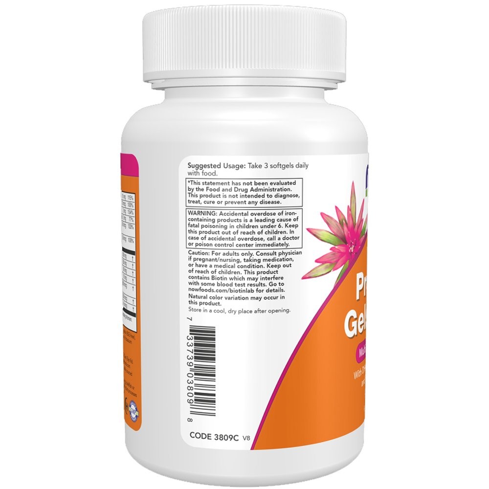 NOW - Prenatal Gels + DHA Πολυβιταμίνη για εγκύους και γυναίκες αναπαραγωγικής ηλικίας - 90softgels