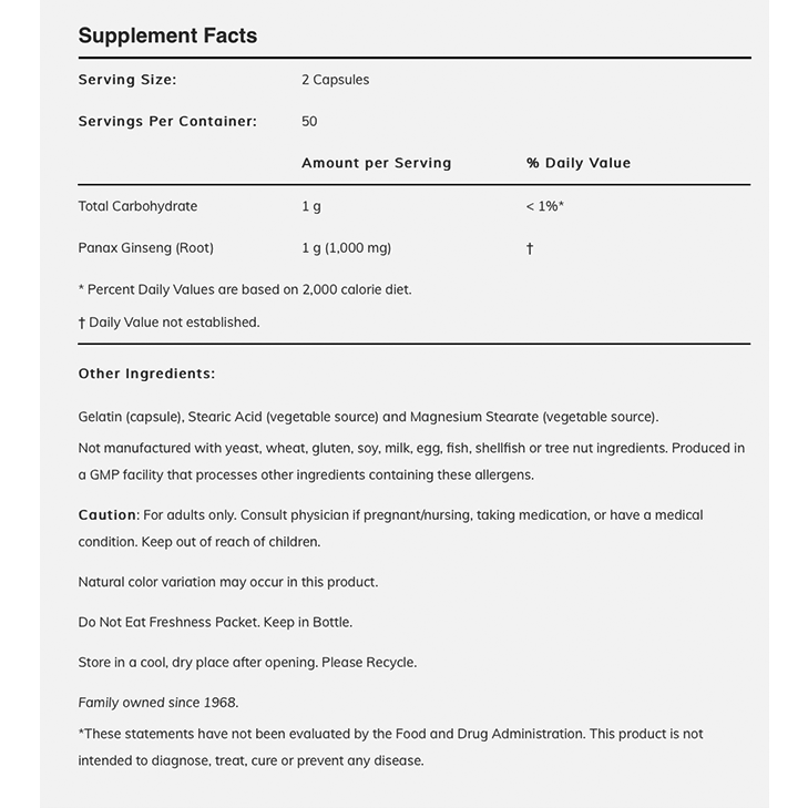 NOW - Panax Ginseng 500mg - 100caps