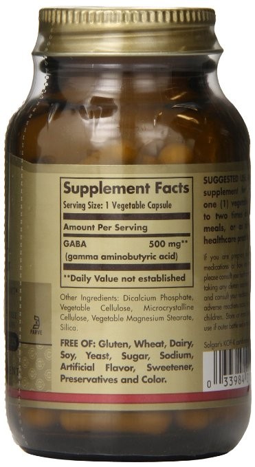 SOLGAR - GABA (Gamma Aminobutyric Acid) 500mg - 50caps