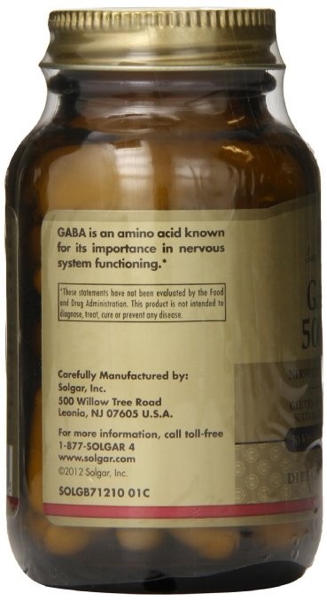 SOLGAR - GABA (Gamma Aminobutyric Acid) 500mg - 50caps