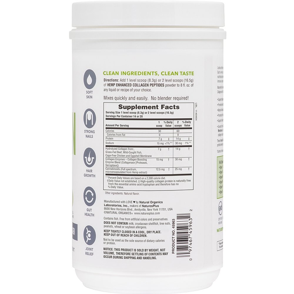 NATURE'S PLUS - Hemp Enhanced Collagen Peptides - 231gr