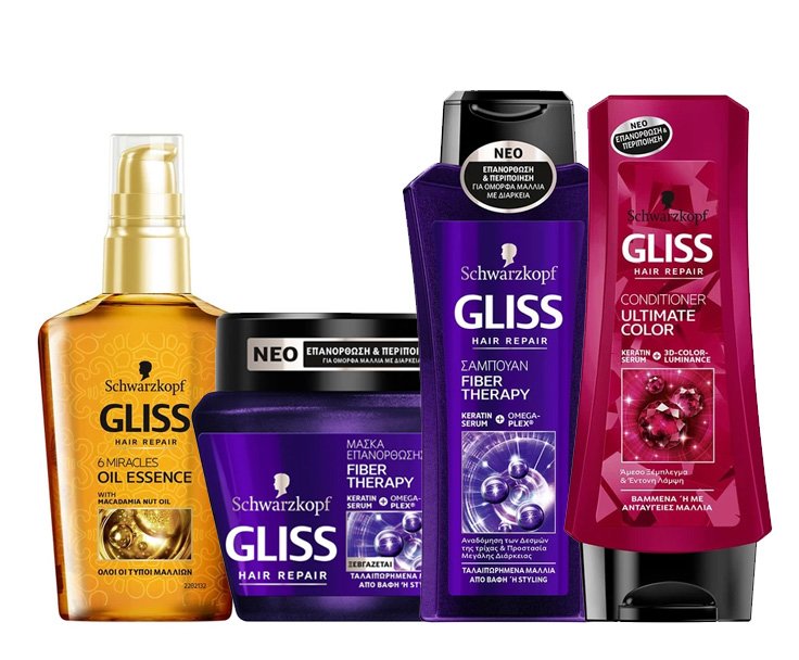SCHWARZKOPF GLISS Ολοκληρωμένη σειρά περιποίηση για όλους τους τύπους μαλλιών. 