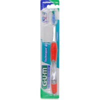 Gum Technique+ Compact Medium Toothbrush 1 Τεμάχιο, Κωδ 493 - Κόκκινο - Χειροκίνητη Οδοντόβουρτσα Μέτρια με Θήκη Προστασίας
