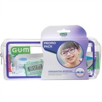 Gum Promo Ortho Care Kit 1 Τεμάχιο - Γαλάζιο - Σετ Στοματικής Υγιεινής με Ορθοδοντική Οδοντόβουρτσα 1 Τεμάχιο & Άγευστο Προτεμαχισμένο Κερί 1 Τεμάχιο & AftaClear Gel 4ml (2x2ml) & Οδοντικό Νήμα 5 Τεμάχια