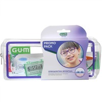 Gum Promo Ortho Care Kit 1 Τεμάχιο - Κόκκινο - Σετ Στοματικής Υγιεινής με Ορθοδοντική Οδοντόβουρτσα 1 Τεμάχιο & Άγευστο Προτεμαχισμένο Κερί 1 Τεμάχιο & AftaClear Gel 4ml (2x2ml) & Οδοντικό Νήμα 5 Τεμάχια