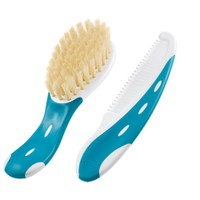 Nuk Set Baby Brush & Comb 1 Τεμάχιο - Γαλάζιο - Βρεφική Βούρτσα από Μαλακή 100% Φυσική Τρίχα & Χτένα Μαλλιών για Καθημερινή Περιποίηση