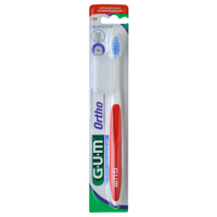 Gum Ortho Soft Toothbrush Κόκκινο 1 Τεμάχιο, Κωδ 124 - Μαλακή Οδοντόβουρτσα Κατάλληλη για Καθαρισμό Ορθοδοντικών Μηχανισμών