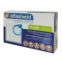 AlfaShield Alfa Gauze Sterile 17x30cm 12 Τεμάχια - Αποστειρωμένη Γάζα με Υδρόφιλο Βαμβάκι