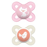 Mam Original Start Silicone Soother 0-2m 2 Τεμάχια, Κωδ 125S - Ανοιχτό Ροζ / Κρεμ 2 - Μικρή & Ελαφριά Ορθοδοντική Πιπίλα Σιλικόνης με Θήκη Μεταφοράς