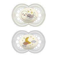 Mam Original Night Silicone Soother 16m+, 2 Τεμάχια, Κωδ 260S - Κρεμ / Γκρι - Ορθοδοντική Πιπίλα Σιλικόνης που Λάμπει στο Σκοτάδι