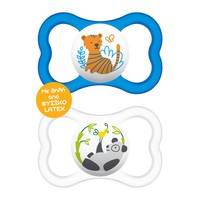 Mam Air Latex Soother 16m+ Κωδ 276L 2 Τεμάχια - Μπλε / Διάφανο - Ορθοδοντική Πιπίλα με Θηλή από Φυσικό Καουτσούκ