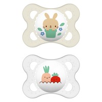 Mam Original Silicone Soother 2-6m 2 Τεμάχια, Κωδ 100S - Άσπρο / Διάφανο - Ορθοδοντική Πιπίλα Σιλικόνης με Θήκη Μεταφοράς