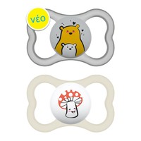 Mam Supreme Silicone Soother 16m+, 2 Τεμάχια, Κωδ 295S - Γκρι / Λευκό - Ορθοδοντική Πιπίλα Σιλικόνης με Μεγάλες Οπές Αερισμού & Θήκη Μεταφοράς