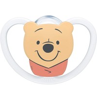 Nuk Space Disney Baby Winnie the Pooh Silicone Soother 0-6m 1 Τεμάχιο - Λευκό - Πιπίλα Σιλικόνης με Βελτιωμένο Πρωτοποριακό Σχήμα