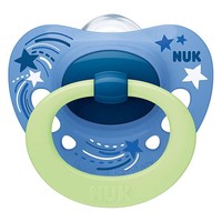 Nuk Signature Night Orthodontic Silicone Soother 6-18m Γαλάζιο 1 Τεμάχιο, Κωδ 10736695 - Ορθοδοντική Πιπίλα Σιλικόνης που Λάμπει στο Σκοτάδι