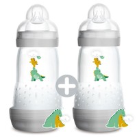 Mam Promo Pack Easy Start Anti-Colic Nature Safari 2+ Μηνών 2x260ml, Κωδ 355S - Γκρι 2 - Μπιμπερό Πολυπροπυλενίου με Θηλή Σιλικόνης