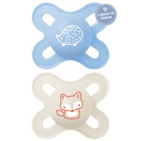 Mam Start Silicone Soother 0-2m 2 Τεμάχια, Κωδ 125S - Μπλε / Κρεμ - Ορθοδοντική Πιπίλα Σιλικόνης με Θήκη Μεταφοράς