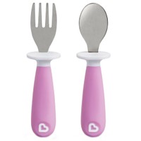 Munchkin Set Raise Toddler Fork & Spoon 12m+ Ανοιχτό Μωβ 1 Τεμάχιο - Εκπαιδευτικό Σετ με Κουτάλι & Πιρούνι