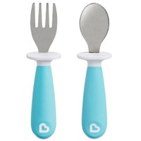 Munchkin Set Raise Toddler Fork & Spoon 12m+ Ανοιχτό Γαλάζιο 1 Τεμάχιο - Εκπαιδευτικό Σετ με Κουτάλι & Πιρούνι