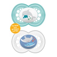 Mam Original Latex Soother 16m+ Κωδ 251L 2 Τεμάχια - Σιέλ/ Διάφανο - Ορθοδοντική Πιπίλα με Θηλή από Φυσικό Καουτσούκ