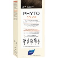 Phyto Permanent Hair Color Kit 1 Τεμάχιο - 6.7 Ξανθό Σκούρο Σοκολατί - Μόνιμη Βαφή Μαλλιών με Φυτικές Χρωστικές, Χωρίς Αμμωνία