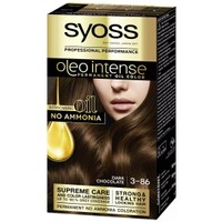Syoss Oleo Intense Permanent Oil Hair Color Kit 1 Τεμάχιο - 3-86 Σκούρο Σοκολατί - Επαγγελματική Μόνιμη Βαφή Μαλλιών για Εξαιρετική Κάλυψη & Έντονο Χρώμα που Διαρκεί, Χωρίς Αμμωνία