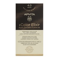Apivita My Color Elixir Permanent Hair Color 1 Τεμάχιο - 4.0 Φυσικό Καστανό - Μόνιμη Βαφή Μαλλιών Χωρίς Αμμωνία που Σταθεροποιεί & Σφραγίζει το Χρώμα