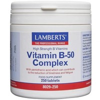 Lamberts Vitamin B-50 Complex 250tabs - Συμπλήρωμα Διατροφής για την Καλή Λειτουργία του Νευρικού Συστήματος για Τόνωση & Ενέργεια