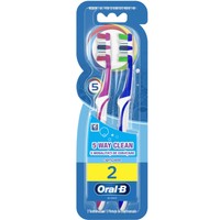 Oral-B Complete 5 Way Clean Medium Toothbrush 40mm Μωβ - Μπλε 2 Τεμάχια - Οδοντόβουρτσα με Μεσαίας Σκληρότητας Ίνες για Βαθύ Καθαρισμό