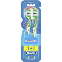 Oral-B Complete 5 Way Clean Medium Toothbrush 40mm Πράσινο 2 Τεμάχια - Οδοντόβουρτσα με Μεσαίας Σκληρότητας Ίνες για Βαθύ Καθαρισμό