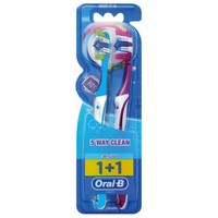 Oral-B Complete 5 Way Clean Medium Toothbrush 40mm Blue - Magenta 2 Τεμάχια - Οδοντόβουρτσα με Μεσαίας Σκληρότητας Ίνες για Βαθύ Καθαρισμό