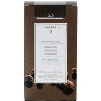 Korres Argan Oil Βαφή Μαλλιών Χωρίς Αμμωνία 1 Τεμαχιο - 5.3 Καστανό Ανοιχτό Μελί - Μόνιμη Βαφή με Τεχνολογία Pigment-Lock που Κλειδώνει το Χρώμα