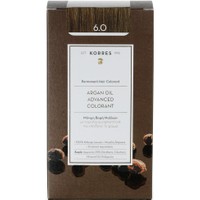Korres Argan Oil Βαφή Μαλλιών Χωρίς Αμμωνία 1 Τεμαχιο -6.0 Ξανθό Σκούρο Φυσικό - Μόνιμη Βαφή με Τεχνολογία Pigment-Lock που Κλειδώνει το Χρώμα