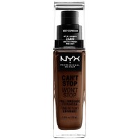 NYX Professional Makeup Can't Stop Won't Stop Full Coverage Foundation 30ml - 24 Deep Espresso - Προσφέρει Ματ Κάλυψη & Χρώμα που Διαρκεί Έως 24 'Ωρες