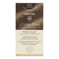 Apivita My Color Elixir Permanent Hair Color 1 Τεμάχιο - 8.0 Ξανθό Ανοιχτό - Μόνιμη Βαφή Μαλλιών Χωρίς Αμμωνία που Σταθεροποιεί & Σφραγίζει το Χρώμα