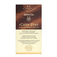 Apivita My Color Elixir Permanent Hair Color 1 Τεμάχιο - 8.4 Ξανθό Ανοιχτό Χάλκινο - Μόνιμη Βαφή Μαλλιών Χωρίς Αμμωνία που Σταθεροποιεί & Σφραγίζει το Χρώμα