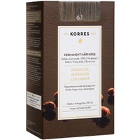 Korres Argan Oil Βαφή Μαλλιών Χωρίς Αμμωνία 1 Τεμαχιο - 6.1 Ξανθό Σκούρο Σαντρέ - Μόνιμη Βαφή με Τεχνολογία Pigment-Lock που Κλειδώνει το Χρώμα